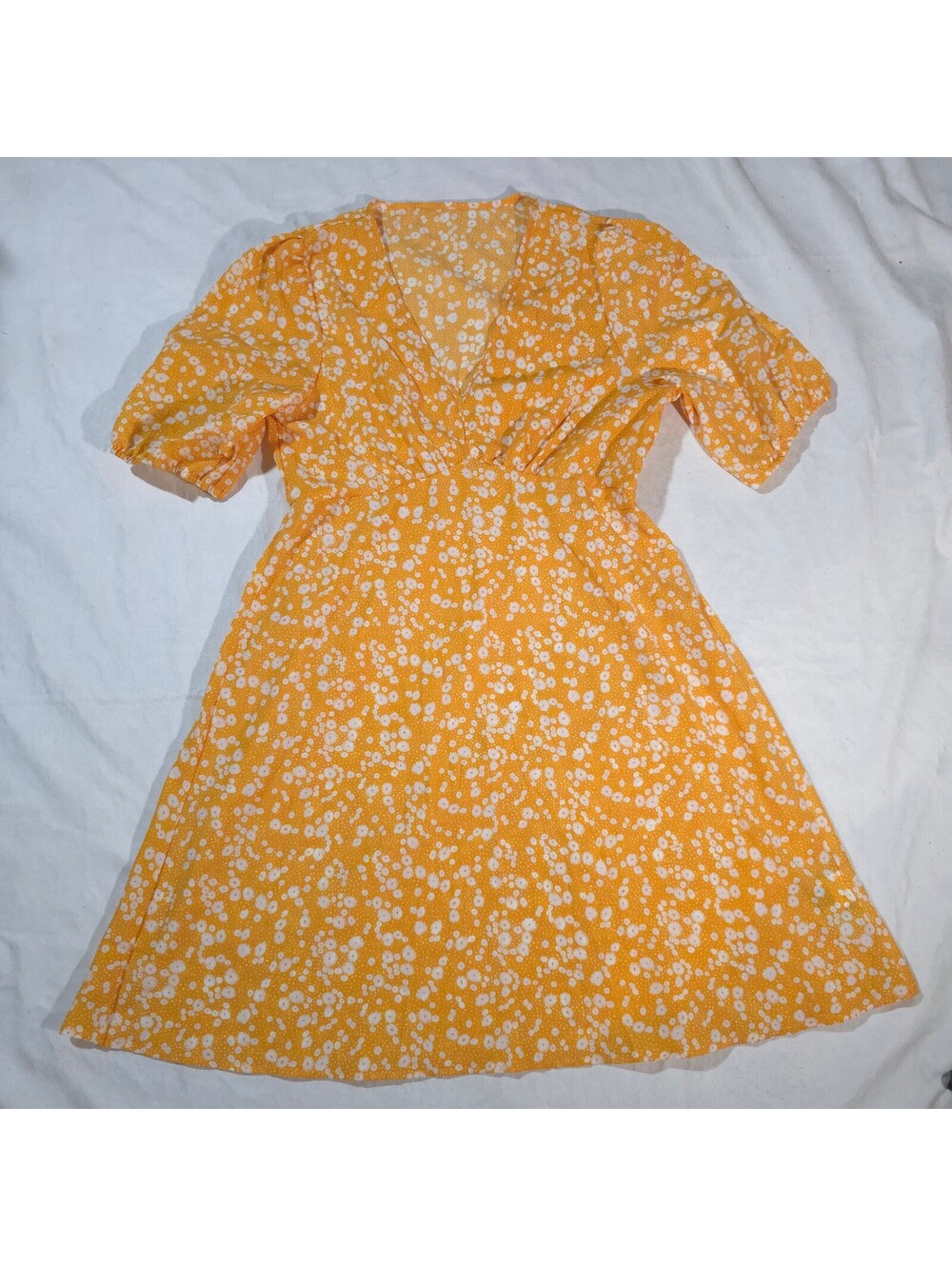 SHEIN Yellow Floral Print Short Sleeve Dress Size L